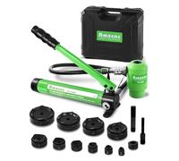 AMZCNC 15 Ton 1/2 Inch to 4 Inch Hydraulic Knockout Punch Driver Tool Kit with 10 Dies Hole Complete Tool Electrical Conduit Hole Cutter Set (15T(1/2"~4"))