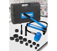 AMZCNC 8T hydraulic knockout punch electric cable duct hole cutter set KO tool kit with 6 sets of opening shapes (22 mm ~ 60.5 mm) for steel and metal working, knockout punches, hole cutters.