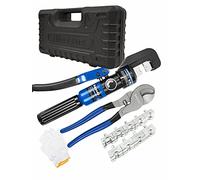 AMZCNC Hydraulic Crimping Tool Max.10T with 9 Dies of 4-70mm² in Thick Chrome, Insulated Handle, Steel Body, Ideal for Terminating Copper/Aluminum Lugs Terminals (10T(4-70mm²)+Cut)