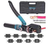AMZCNC Hydraulic Crimping Tool with 9 Sets of American Standard Dies and 1/8" and 3/16" Stainless Steel Wire Rope Crimping Die - Tool Kit Included (Standard US 12AWG to 2/0AWG)