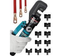AMZCNC Hydraulic Crimping Tool with 9 Sets of American Standard Dies and 1/8" and 3/16" Stainless Steel Wire Rope Crimping Die - Tool Kit Included (Standard US 12AWG to 2/0AWG)