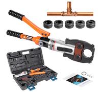 AMZCNC Professional Crimping Pliers, Hydraulic Pressing Tool with Press Jaws, V-Contour 12-15-18-22-28 Set Pressing Tool, for Copper Pipe, C-Steel Tube and Stainless Steel Pipes.