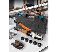 AMZCNC Professional Crimping Pliers, Hydraulic Pressing Tool with Press Jaws, V-Contour 12-15-18-22-28 Set Pressing Tool, for Copper Pipe, C-Steel Tube and Stainless Steel Pipes.