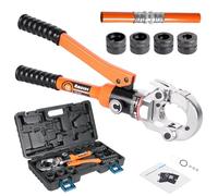 AMZCNC Professional crimping pliers TH-Kontur 16-20-26-32 set press tool with 360° rotating head, for composite pipe with TH contour fittings, jaw inserts TH16, TH20, TH26, TH32 including