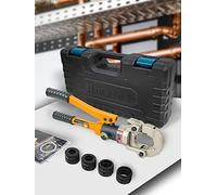 AMZCNC Professional crimping pliers TH-Kontur 16-20-26-32 set press tool with 360° rotating head, for composite pipe with TH contour fittings, jaw inserts TH16, TH20, TH26, TH32 including