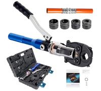AMZCNC Professional Hydraulic Crimping Pliers - TH Contour Set Press Tool with 360° Rotating Head for Copper Pipe, Stainless Steel Pipe, Jaw Inserts TH