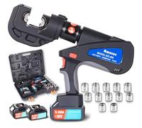 AMZCNC Rechargeable Hydraulic Crimping Pliers, 18 V Lithium Batteries, Pack of 2, 16-400 mm², 12 Stamps, Cable Lug Crimping Tool