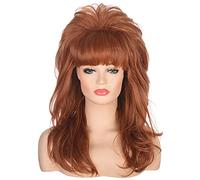 AMZCOS 80s Women Peggy Bundy Beehive Wig Long Wavy Ginger Bouffant Synthetic Hair wigs for Married Housewife Big Red Vintage Costume Cosplay Halloween Party
