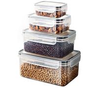 AmzDaKai Airtight Food Storage Containers Set, 4-Piece BPA Free & Leakproof - Stackable Plastic Kitchen Organisers for Pantry, Meal Prep & Lunch,Fridge & Dishwasher Safe(0.24L, 0.52L, 1.25L, 2.2L)
