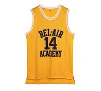 Amzdest 90s The Fresh Prince of Bel Air Academy #14 Jersey Shirt for Men and Women, Unisex Basketball Jersey for Theme Party, Yellow, XL