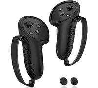 AMZDM Controller Grip for Oculus Meta Quest 3 VR Accessories Grips Cover for VR Touch Controllers Straps Silicone Covers Protector with Non-Slip Thumbstick Covers 1Pair Black
