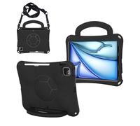 AMZER TUFFEN Multilayer Case with 360 Degree Rotating Kickstand with Shoulder Strap, Hand Grip, Pencil Holder for iPad Air 13 inch M2 (2024) - Black