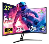 Amzfast 27 Inch 1440p Curved Gaming Monitor - 240Hz, 2K WQHD (2560x1440), 1500R, 1ms MPRT, Adaptive Sync, HDR, 120% sRGB - HDMI 2.0, DisplayPort 1.4 (AMZG27C1Q Pro)