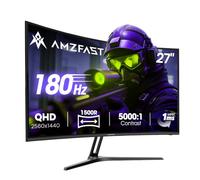 Amzfast 27 Inch 180Hz Curved Gaming Monitor, QHD 2560x1440, Fast VA Panel, 1500R, 1ms MPRT, Adaptive Sync, HDR, 5000:1 Contrast, sRGB 120%, DCI-P3 90%, Eye Care, VESA 100x100, HDMI&DP - AMZG27C1Q
