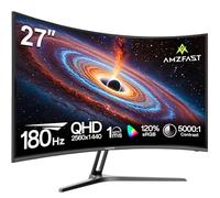 Amzfast 27 Inch Curved Gaming Monitor - 180Hz(DP), QHD 2560x1440, 1500R VA Panel with 5000:1 Contrast, sRGB 120%, DCI-P3 90%, 1ms MPRT, HDR, Adaptive Sync, Eye Care, VESA 100*100, HDMI/ DP - AMZG27C1Q