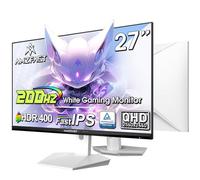 Amzfast 27 inch Gaming Monitor - 200Hz, QHD 2560x1440, Fast IPS Computer Screen, 1ms GtG, 95% DCI-P3, 130% sRGB, HDR, Adaptive Sync, VESA 100*100, HDMI 2.0*2/DP 1.4*2 with Cable, White - AMZG27F6Q