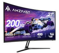 Amzfast 27 Inch QHD Curved Gaming Monitor 180Hz, 1440p VA Panel with 5000:1 Contrast, 1ms MPRT, 98% DCI-P3, Adaptive Sync, 300cd/m², HDMI&DP, VESA 100x100, Low Blue Light for PC/PS5/Xbox, AMZG27C1Q