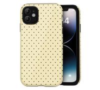 Amzfield Compatible with iPhone 12/12 Pro Case, Cute Small Polka Dot Aesthetic Retro Design for Women Girls Fall Simple Chic Girly Pretty Dual Layer Hybrid Protection Elegant Case, Butter Yellow