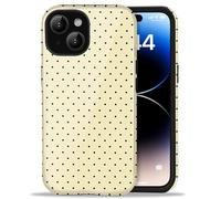 Amzfield Compatible with iPhone 14 Plus Case, Cute Small Polka Dot Aesthetic Retro Design for Women Girls Fall Simple Chic Girly Pretty Dual Layer Hybrid Protection Elegant Case, Butter Yellow
