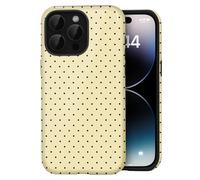 Amzfield Compatible with iPhone 14 Pro Max Case, Cute Small Polka Dot Aesthetic Retro Design for Women Girls Fall Simple Chic Girly Pretty Dual Layer Hybrid Protection Elegant Case, Butter Yellow