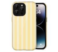 Amzfield Compatible with iPhone 14 Pro Max Case Cute Striped Aesthetic Retro Design for Women Girls Fall Simple Chic Girly Pretty Dual Layer Hybrid Protection Elegant Case, Butter Yellow