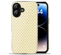 Amzfield Compatible with iPhone 16 Case, Cute Small Polka Dot Aesthetic Retro Design for Women Girls Fall Simple Chic Girly Pretty Dual Layer Hybrid Protection Elegant Case, Butter Yellow