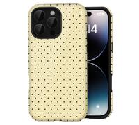Amzfield Compatible with iPhone 16 Pro Case Cute Polka Dot Aesthetic Retro Design for Women Girls Fall Chic Girly Pretty Dual Layer Hybrid Protection Elegant Case for iPhone 16 Pro-Butter Yellow