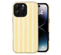 Amzfield Compatible with iPhone 16 Pro Max Case Cute Striped Aesthetic Retro Design for Women Girls Fall Simple Chic Girly Pretty Dual Layer Hybrid Protection Elegant Case, Butter Yellow