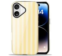 Amzfield Compatible with iPhone 17 Case Cute Striped Aesthetic Retro Design for Women Girls Fall Simple Chic Girly Pretty Dual Layer Hybrid Protection Elegant Case, Butter Yellow