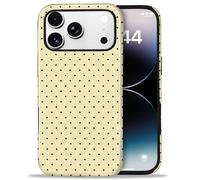 Amzfield Compatible with iPhone 17 Pro Case, Cute Small Polka Dot Aesthetic Retro Design for Women Girls Fall Simple Chic Girly Pretty Dual Layer Hybrid Protection Elegant Case, Butter Yellow