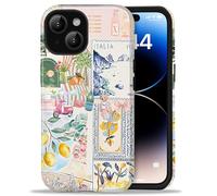 Amzfield for iPhone 13 Case for iPhone 14 Case, Aesthetic Summer Phone Case Cute Italy Culture Collage for Girl Women, Scratch Resistant Shockproof Protective Girly Case for iPhone 13/14