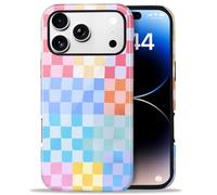 Amzfield iPhone 17 Pro Max Case, Cute Retro Plaid Design, Autumn, Simple, Stylish, Chic, Colourful, Aesthetic, Dual-Layer Hybrid Protection, for Women and Girls