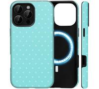 Amzfield Magnetic for iPhone 16 Pro Cute Polka Dot Phone Case, Teal | Polka Dot Phone Case Compatible with Magsafe, Fall Summer Women Girls Pretty Dual Layer Hybrid Protection Elegant