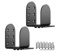 AMZFINE Adjustable Door Barricade Brackets 2 Pack Heavy Duty Upgraded Door Bar Holder Brackets for Home Security Suit, Black 2PCS