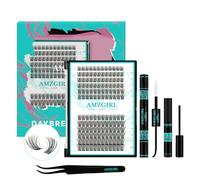 AMZGlRL False Eyelashes Kit 144 Pieces Eyelash Extensions Kit D Curl False Eyelashes Lash Clusters Lash Bond and Seal,Glue Remover Tweezers Lash Applicator Tool (XP05, D-Mix8-16 mm Kit)