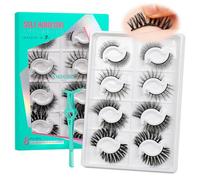 AMZGlRL Self-Adhesive Eyelashes without Glue, Eyelash Clusters, 4 Pairs Reusable Self-Adhesive Eyelashes, Waterproof Eyelashes with Tweezers for Eyelash Extension at Home by AMZGlRL (4 Types D-Mix 8