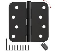 AmzGod Black Door Hinges 4 Inch - 3 Pack Matte Black Door Hinges 4 Inch Rounded Interior Door Hinges with 5/8" Radius - 4" X 4" Black Hinges for Exterior Doors - Front Door Hinges Residential