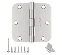 AmzGod Door Hinges Brushed Nickel - 3 Pack Nickel Door Hinges 3 1/2 Rounded Interior Satin Nickel Door Hinges with 5/8"Radius, Flat Iron Bifold Residential Standard 3.5 Inch Silver Door Hardware