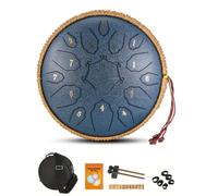 AMZGSHOP 12 Inch D Tone Music Drum with Handbag Drumsticks 15 Notes D Major Large Ethereal Drum Yoga Sound Healing Child Beginner Hand Drum (Navy Blue)