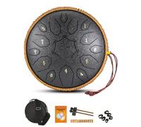 AMZGSHOP 12 Inch Percussion Musical Instrument with Handbag Drumsticks 15 Notes D Major Large Ethereal Drum Yoga Sound Healing Child Beginner Hand Drum (Black)
