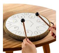 AMZGSHOP 13-In 15-Note F-Key Handpan Tongue Drum, Sanskrit Sound Drum with Storage Bag, Multi-Purpose Professional Handpan Drums for Yoga-White