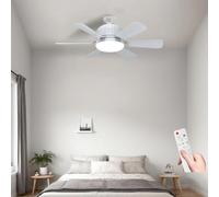 AMZGSHOP 46cm Screw in Ceiling Fan Light, Light Bulb Fan with Bayonets Fitting and Remote Control, E27 Socket Plug in Ceilings Fans Lights with 6 Blades, 3 Speed Timing Lightbulb Fan White