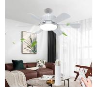 AMZGSHOP 46cm Screw in Ceiling Fan Light, Light Bulb Fan with Bayonets Fitting and Remote Control, E27 Socket Plug in Ceilings Fans Lights with 6 Blades, 3 Speed Timing Lightbulb Fan White