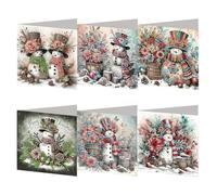 AMZGSHOP 6pcs/12pcs Christmas Diamond Painting Greeting Card Set, DIY Diamond Art Painting Cards, Folding Greeting Card Crafts - Christmas Elements, Mosaic Handmade Creative Postcards