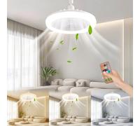 AMZGSHOP Ceiling Fan with Lights E27 30W Ceiling Light with Fans and Remote Control Timing 3 Color Dimmable LED Lamp 3 Speeds Whisper-Quiet Ceiling Light Bulb Fan for Bedroom Home Office Dormitory