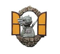 AMZGSHOP Courtyard Dragon Sculpture, Dinosaur Sculpture Wall Decoration, Lovely Resin Garden Dragon Statue for Home Office Porch Courtyard Decoration