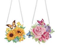 AMZGSHOP DIY Christmas Diamond Art Hanging Pendants, Bird & Plant Series, Acrylic 5D Crystal Painting Ornaments with Chain, Festive Window & Wall Decor Gifts