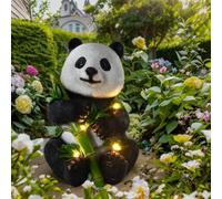 AMZGSHOP Panda Statue Solar Light Resin Panda-Lawn Outdoor Decor Waterproof Cute Sculptures Figurine for Indoor Outdoor Porch Patio Lawn Yard Christmas Decoration-Panda Sitting