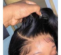 amzhair 13x4 Lace Front Closure Ear to Ear 130% Density Free Straight Brazilian Virgin Hair with Baby Hair for Black Women Natural Color 12 Inch