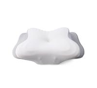 AmzHandler Memory Foam Cervical Pillow for Neck Pain Relief - Orthopaedic Ergonomic Neck Support Pillow for Side, Back & Stomach Sleepers - Cooling Ice Silk Cover (Washable) (White)